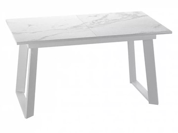 Кухонный стол раздвижной Dikline ZLS140 Мрамор белый глянец/ножки белые в Петропавловске-Камчатском