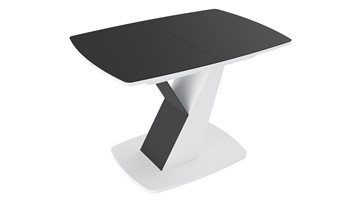 Обеденный раздвижной стол Гарда тип 1, цвет Белый/Стекло матовое черный графит в Петропавловске-Камчатском
