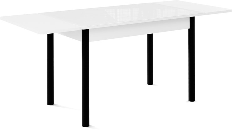 Стол раздвижной Милан-1 EVO, ноги металлические черные, стекло белое/серый в Петропавловске-Камчатском - изображение 1