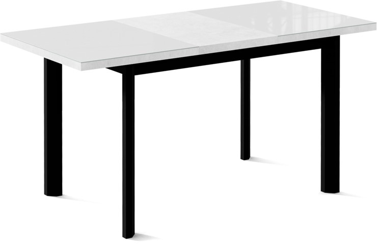 Кухонный стол раздвижной Нагано-2L (ноги черные, белый цемент) в Петропавловске-Камчатском - изображение 1