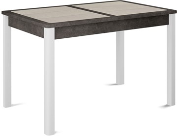 Обеденный раздвижной стол Ницца-1 ПЛ (ноги белые, плитка бежевая/серый камень) в Петропавловске-Камчатском - предосмотр
