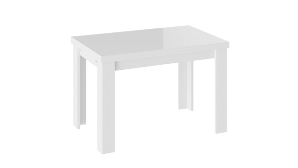 Обеденный раздвижной стол Норман тип 1, цвет Белый/Стекло белый глянец в Петропавловске-Камчатском - изображение