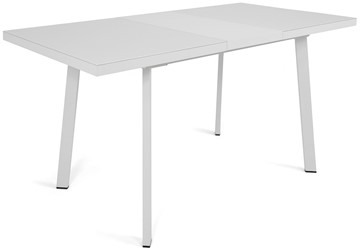 Обеденный раздвижной стол Сальвадор-1G (ноги белые, стекло cristal/белый цемент) в Петропавловске-Камчатском - предосмотр 3