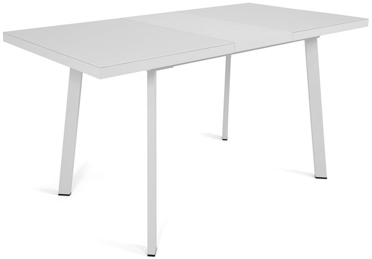 Обеденный раздвижной стол Сальвадор-1G (ноги белые, стекло cristal/белый цемент) в Петропавловске-Камчатском - изображение 3