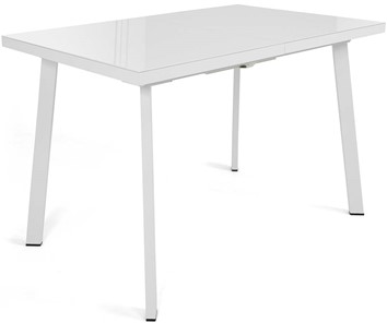 Кухонный стол раскладной Сальвадор-2G (ноги белые, стекло cristal/белый цемент) в Петропавловске-Камчатском - предосмотр