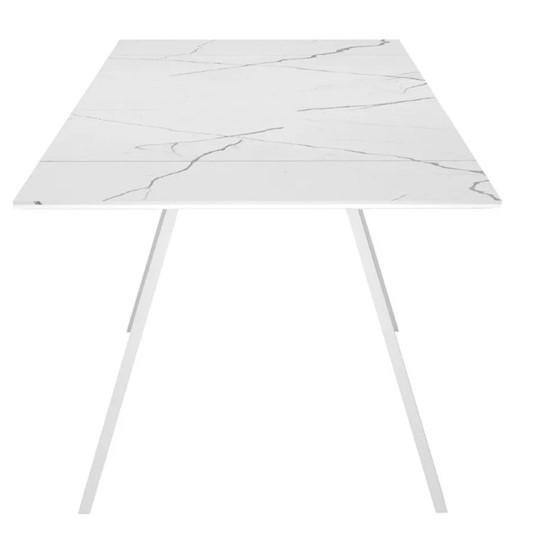 Кухонный раздвижной стол SKL 140, керамика белый мрамор/подстолье белое/ножки белые в Петропавловске-Камчатском - изображение 4