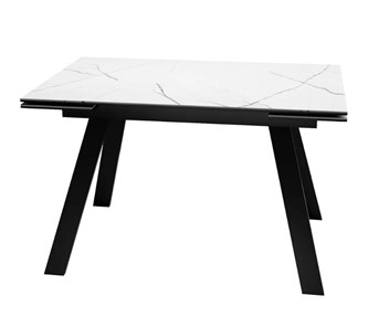 Кухонный раздвижной стол SKL 140, керамика белый мрамор/подстолье черное/ножки черные в Петропавловске-Камчатском