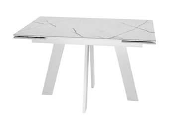 Раздвижной стол SKM 120, керамика белый мрамор/подстолье белое/ножки белые в Петропавловске-Камчатском