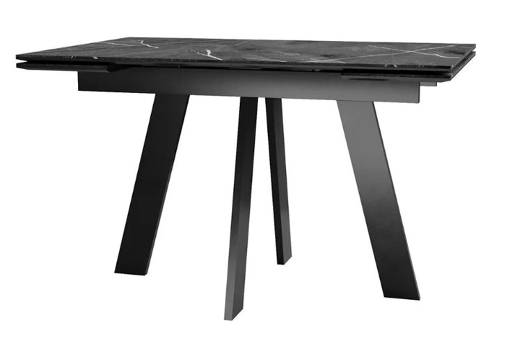 Кухонный раздвижной стол SKM 120, керамика черный мрамор/подстолье черное/ножки черные в Петропавловске-Камчатском - изображение 1