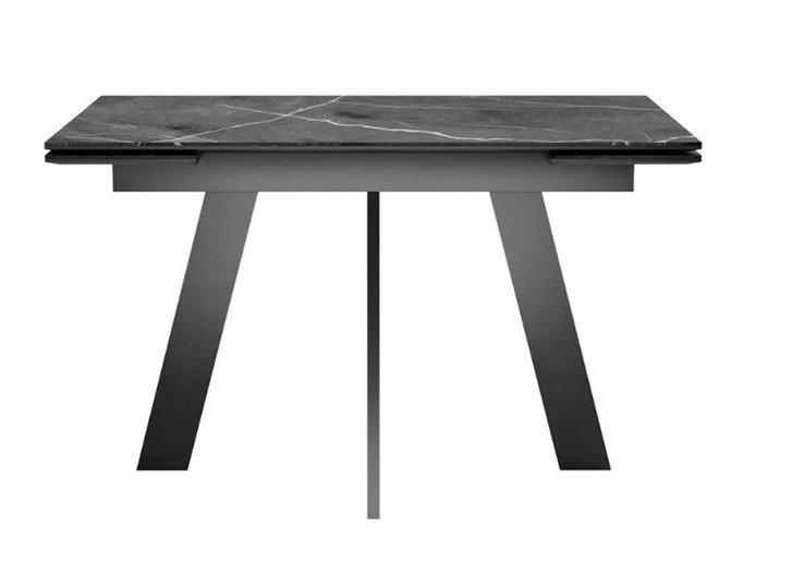 Кухонный раздвижной стол SKM 120, керамика черный мрамор/подстолье черное/ножки черные в Петропавловске-Камчатском - изображение 2