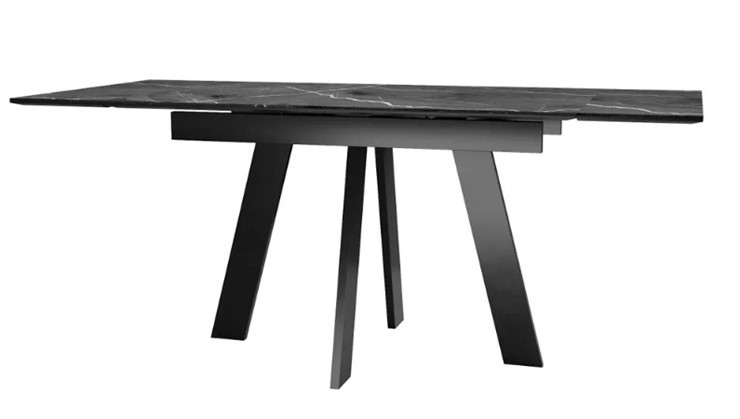 Кухонный раздвижной стол SKM 120, керамика черный мрамор/подстолье черное/ножки черные в Петропавловске-Камчатском - изображение 3