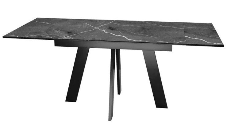 Кухонный раздвижной стол SKM 120, керамика черный мрамор/подстолье черное/ножки черные в Петропавловске-Камчатском - изображение 5