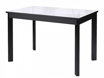 Кухонный стол раздвижной Dikline Ls110, стекло белое/ножки черные в Петропавловске-Камчатском