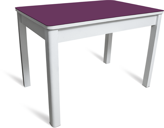 Раздвижной стол Айсберг-02 СТ2, белое ЛДСП/фиолетовое стекло/40 массив белый в Петропавловске-Камчатском - изображение