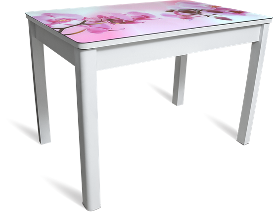 Раздвижной стол Айсберг-02 СТФ, белое лдсп/орхидея/40 прямые массив белые в Петропавловске-Камчатском - изображение