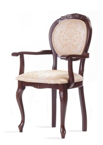 Обеденный стул Барокко с резьбой и подлокотниками (стандартная покраска) в Петропавловске-Камчатском - предосмотр