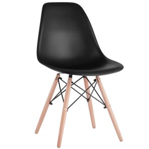 Комплект стульев 4 шт. BRABIX "Eames CF-010", пластик черный, опоры дерево/металл, 532631, 2033A в Петропавловске-Камчатском