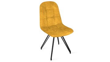 Обеденный стул Райс К4 (Черный муар/Микровелюр Wellmart Yellow) в Петропавловске-Камчатском