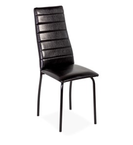Обеденный стул Волна, прошивка горизонтально, каркас металл черный, Аттика черный в Петропавловске-Камчатском