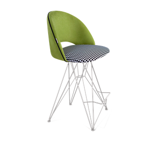 Полубарный стул SHT-ST34-3 / SHT-S66-1 (оливковый/гусиная лапка/хром лак) в Петропавловске-Камчатском