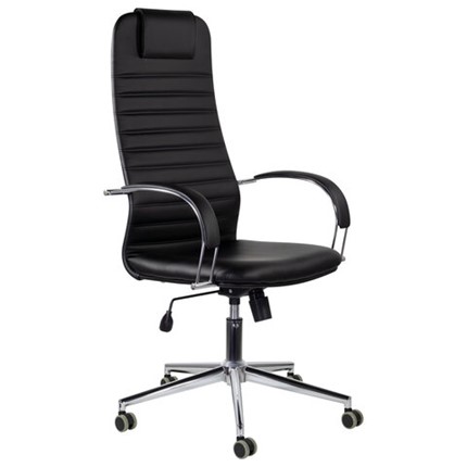 Офисное кресло Brabix Premium Pilot EX-610 CH (хром, кожзам, черное) 532418 в Петропавловске-Камчатском - изображение