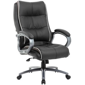 Кресло офисное Brabix Premium Strong HD-009 (экокожа черная, ткань серая) 531945 в Петропавловске-Камчатском