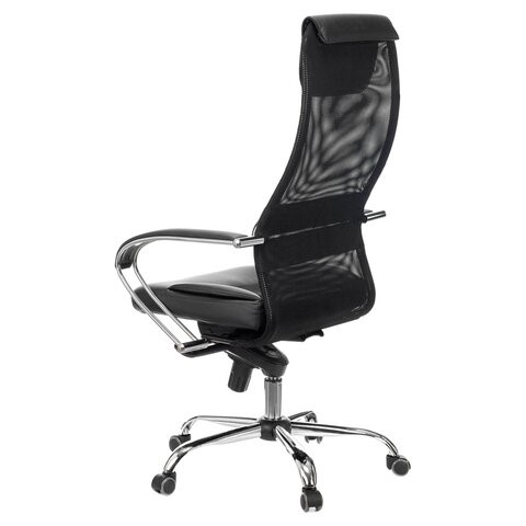 Офисное кресло Brabix Premium Stalker EX-609 PRO (хром, мультиблок, ткань-сетка/экокожа, черное) 532416 в Петропавловске-Камчатском - изображение 4