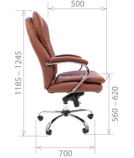 Кресло офисное CHAIRMAN 795 кожа, цвет коричневый в Петропавловске-Камчатском - изображение 2