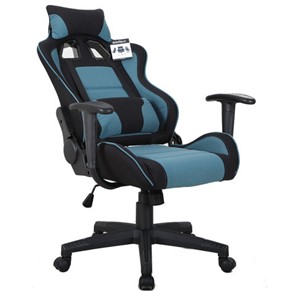 Офисное кресло Brabix GT Racer GM-100 (две подушки, ткань, черное/голубое) 531818 в Петропавловске-Камчатском - предосмотр 1
