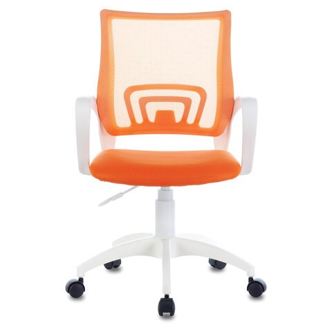 Офисное кресло Brabix Fly MG-396W (с подлокотниками, пластик белый, сетка, оранжевое) 532401 в Петропавловске-Камчатском - изображение 1
