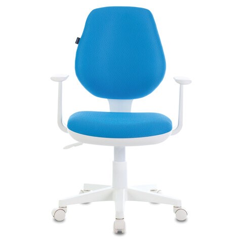 Кресло компьютерное Brabix Fancy MG-201W (с подлокотниками, пластик белый, голубое) 532411 в Петропавловске-Камчатском - изображение 1