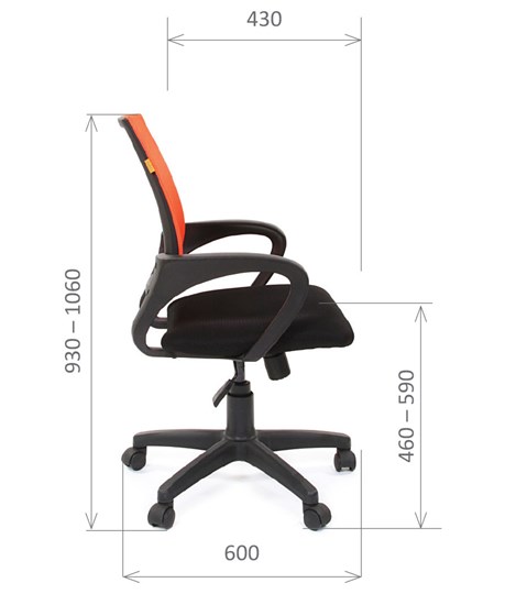 Компьютерное кресло CHAIRMAN 696 black Сетчатый акрил DW66 оранжевый в Петропавловске-Камчатском - изображение 2