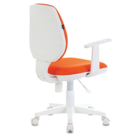 Офисное кресло Brabix Fancy MG-201W (с подлокотниками, пластик белый, оранжевое) 532410 в Петропавловске-Камчатском - изображение 2