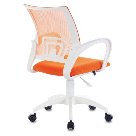 Офисное кресло Brabix Fly MG-396W (с подлокотниками, пластик белый, сетка, оранжевое) 532401 в Петропавловске-Камчатском - изображение 3