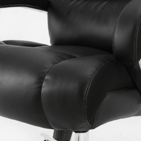 Офисное кресло Brabix Premium Bomer HD-007 (рециклированная кожа, хром, черное) 531939 в Петропавловске-Камчатском - изображение 3