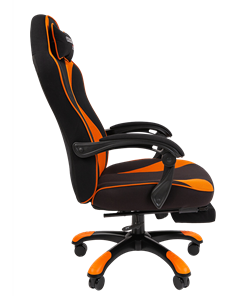 Кресло игровое CHAIRMAN GAME 35 с выдвижной подставкой для ног Ткань черная / Ткань оранжевая в Петропавловске-Камчатском - предосмотр 2
