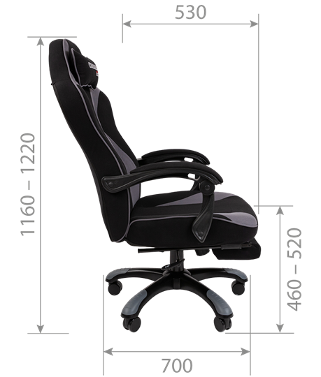 Кресло игровое CHAIRMAN GAME 35 с выдвижной подставкой для ног Ткань черная / Ткань оранжевая в Петропавловске-Камчатском - изображение 6