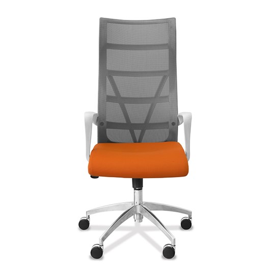 Офисное кресло Топ X белый каркас, сетка/ткань TW / серая/оранжевая в Петропавловске-Камчатском - изображение 1