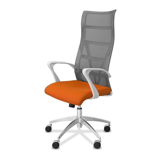 Офисное кресло Топ X белый каркас, сетка/ткань TW / серая/оранжевая в Петропавловске-Камчатском - изображение 2