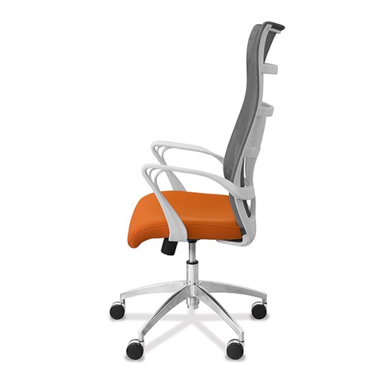 Офисное кресло Топ X белый каркас, сетка/ткань TW / серая/оранжевая в Петропавловске-Камчатском - изображение 3