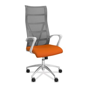 Офисное кресло Топ X белый каркас, сетка/ткань TW / серая/оранжевая в Петропавловске-Камчатском