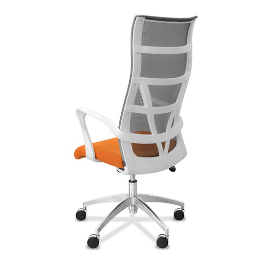 Офисное кресло Топ X белый каркас, сетка/ткань TW / серая/оранжевая в Петропавловске-Камчатском - изображение 4
