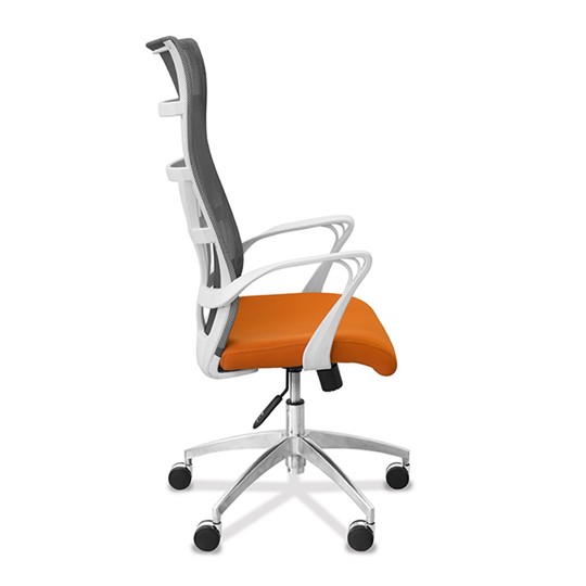 Офисное кресло Топ X белый каркас, сетка/ткань TW / серая/оранжевая в Петропавловске-Камчатском - изображение 7