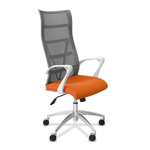 Офисное кресло Топ X белый каркас, сетка/ткань TW / серая/оранжевая в Петропавловске-Камчатском - предосмотр 8