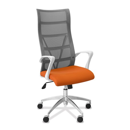 Офисное кресло Топ X белый каркас, сетка/ткань TW / серая/оранжевая в Петропавловске-Камчатском - изображение 9