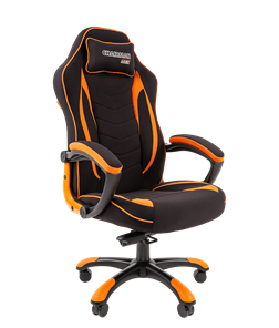 Кресло игровое CHAIRMAN GAME 28 Полиэстер комбинированная ткань оранжевый/черный в Петропавловске-Камчатском - предосмотр