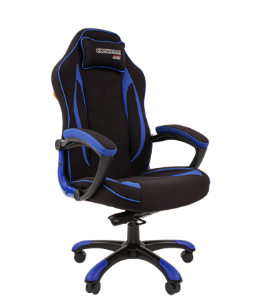 Кресло игровое CHAIRMAN GAME 28 Полиэстер комбинированная ткань синий/черный в Петропавловске-Камчатском - изображение