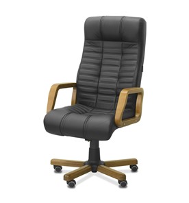 Офисное кресло Атлант W, экокожа премиум / черная CN1114/ дерево - орех в Петропавловске-Камчатском - предосмотр 2