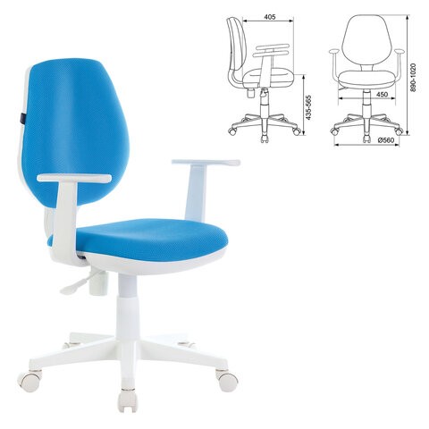 Кресло компьютерное Brabix Fancy MG-201W (с подлокотниками, пластик белый, голубое) 532411 в Петропавловске-Камчатском - изображение 4