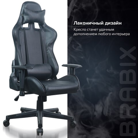Кресло Brabix GT Carbon GM-115 (две подушки, экокожа, черное) 531932 в Петропавловске-Камчатском - изображение 17